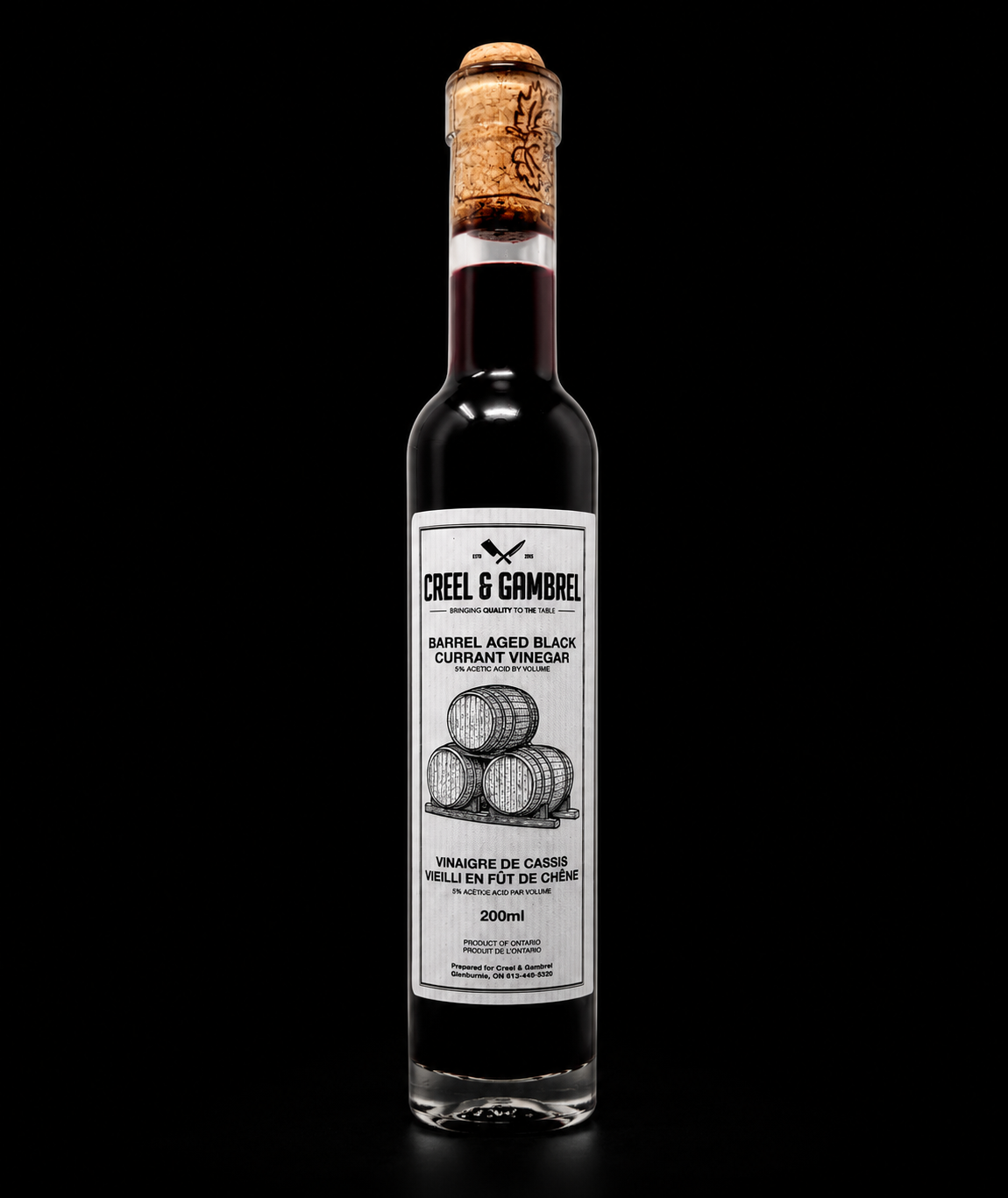 Creel and Gambrel Barrel Aged Black Currant Vinegar