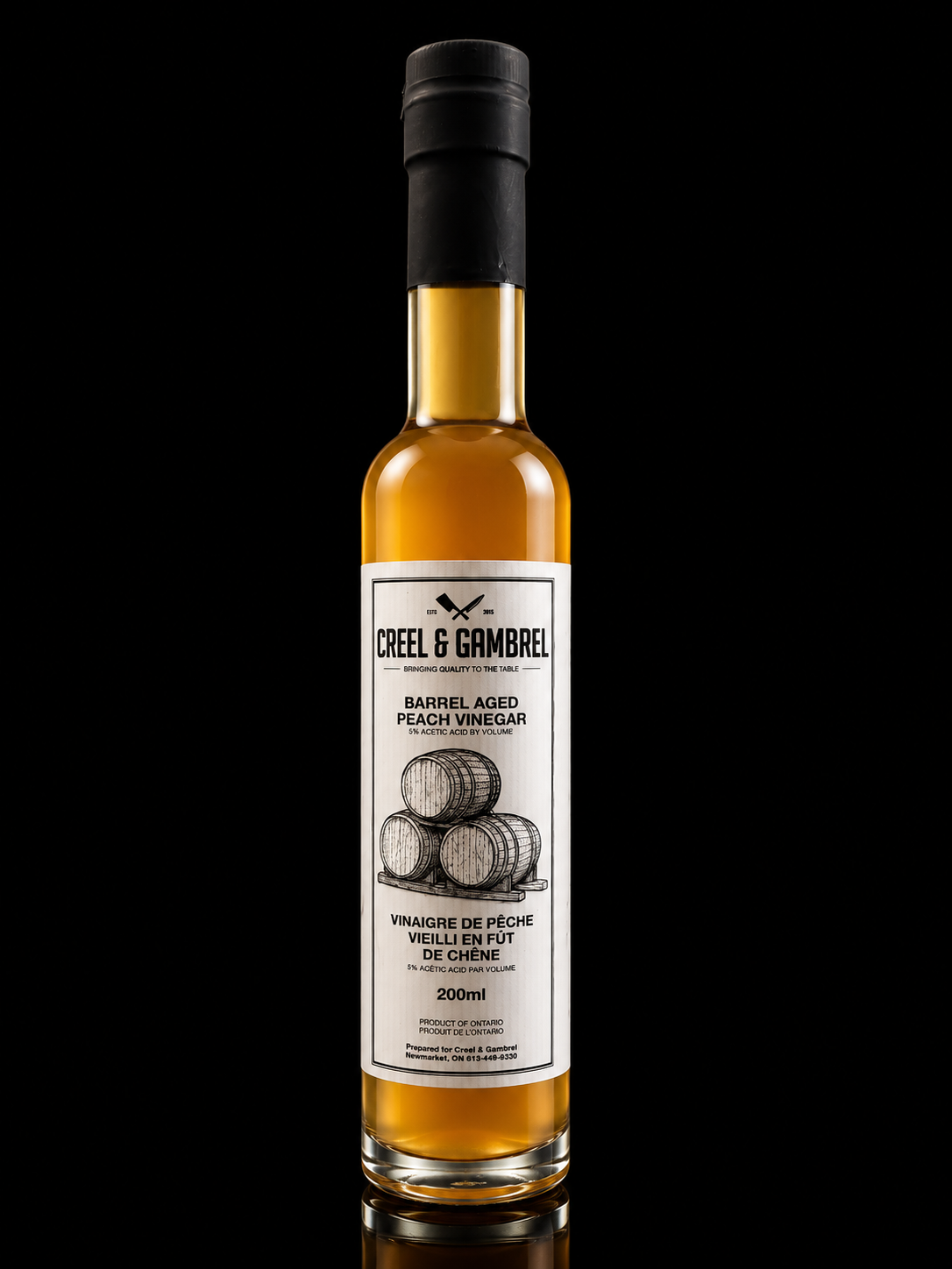 Creel and Gambrel Barrel Aged Peach Vinegar