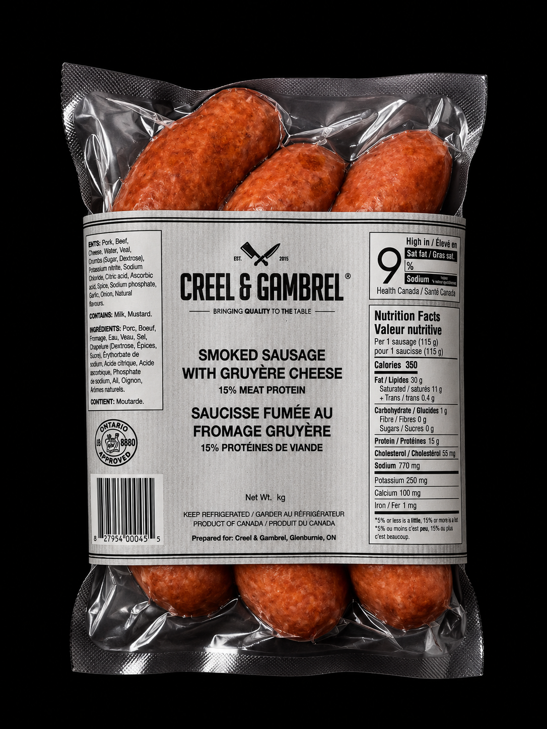 Smoked Sausage w/Gruyere Cheese